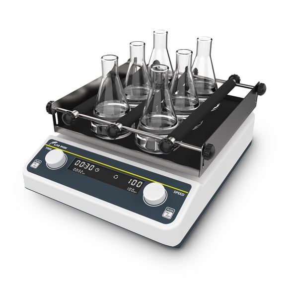 LAB FISH Digital Orbital Shaker, 40-200 RPM, Timer 1min-24hrs, 9.85x9.85" Platform, 2kg Capacity, for Lab Mixing, Culturing, Chemical & Biological Applications