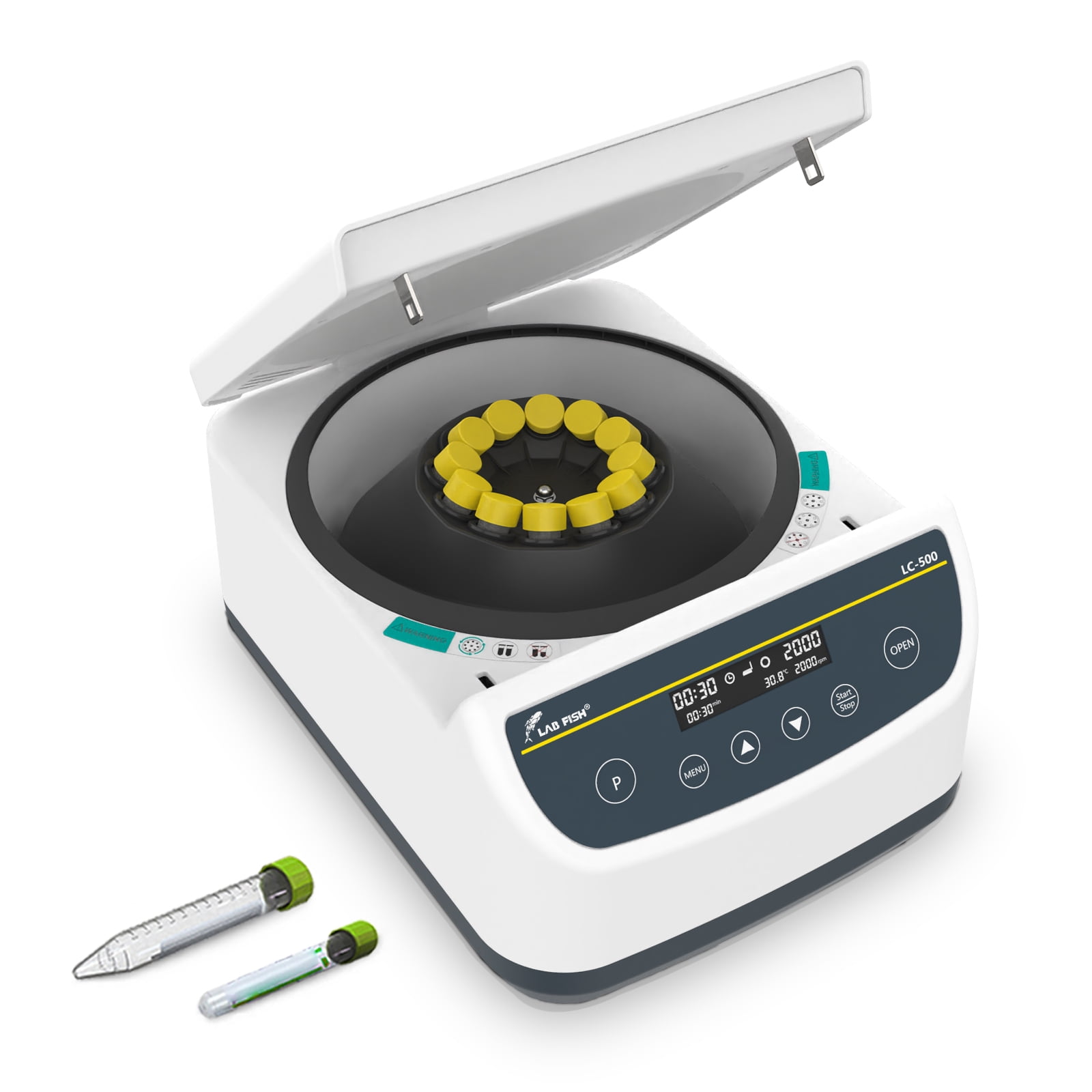 LAB FISH LC500-12 Low Speed Lab Centrifuge, 12-Place 4000rpm, 2075xg, 9 Programs, for 2ml/5ml/10ml/15ml Tubes – Benchtop Machine for PRP, Plasma, PRF Separation