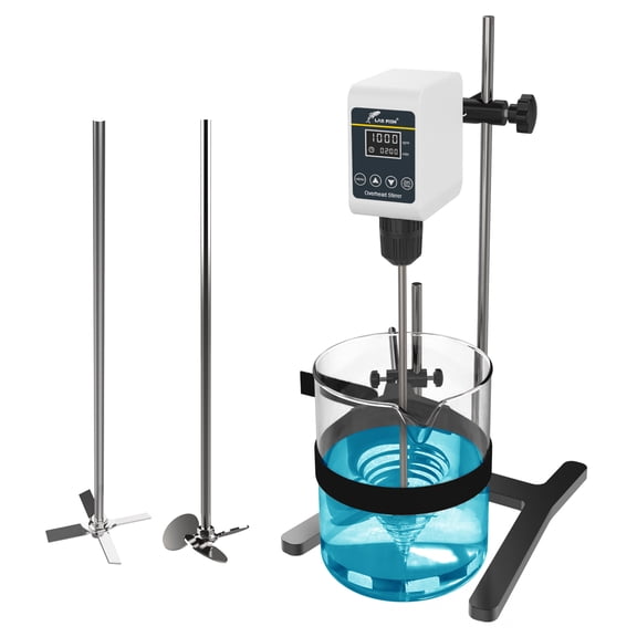 LAB FISH OS-5S Overhead Stirrer, 36W Lab Mixer with Stand & Paddle, 100-1200 RPM, Digital Timer, 10L Max Volume, for High Viscosity Liquids up to 20,000 mPaS