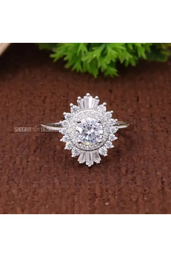 LAB GROWN DIAMOND HALO ENGAGEMENT RING, IGI CERTIFIED F/VS LAB GROWN DIAMOND, ANNIVERSARY GIFT RING, SNOWFLAKE HALO RING