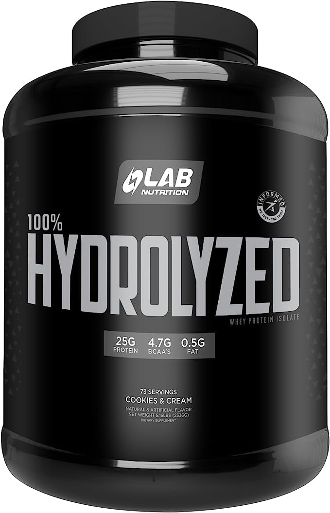 LAB Nutrition 100 Hydrolyzed Whey Protein Isolate (5 Pounds, Cookies