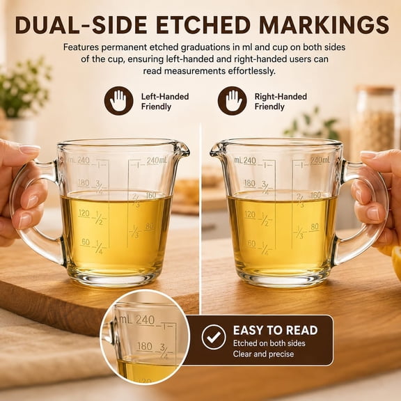 LABAKUI-1 Cup Glass Measuring Cup with Dual-Sided Markings