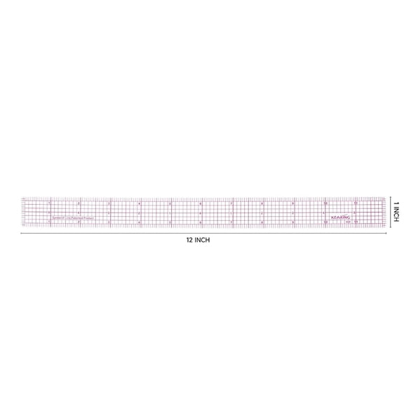 LABAKUI-1"x12" Clear Sewing Graph Ruler - PVC Plastic Pattern Grading Ruler