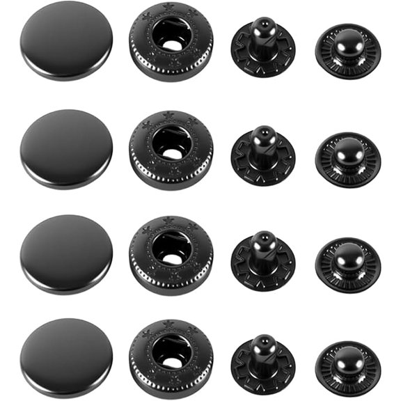 LABAKUI-10 Pack Snap Fasteners Color Plated Solid Brass Metal Snaps Heavy Duty Press Stud S-Spring Poppers Button VT8#831 (15 mm, Gunmetal Black)