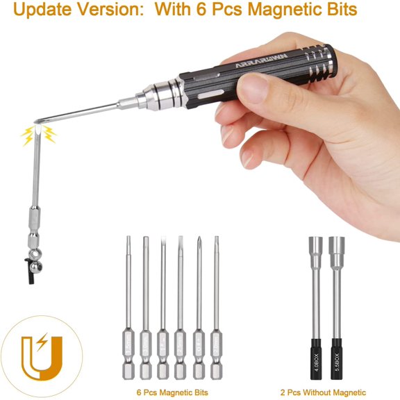 LABAKUI-10 in 1 RC Model Repair Tools Kit with 1.5/2.0/2.5/3.0/4.0/5.5mm Hex Bits