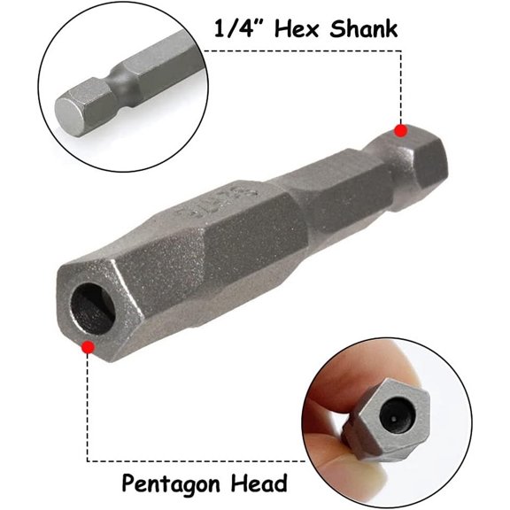 LABAKUI-10pcs Magnetic Pentagon Head Screwdriver Bit Set Sizes 2.15-7.55mm