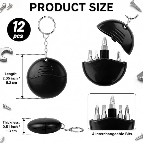 LABAKUI-12 Pcs 4 in 1 Mini Screwdriver Keychain Set Party Favors Small Bulk Gifts for Adults Men Multi Tool Pocket Screwdriver Keychain Kit for Stocking Stuffers Birthday Party Favors and Daily Use