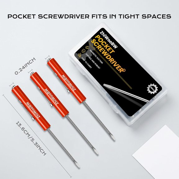 LABAKUI-12 Pcs Red Pocket Screwdriver Magnetic Mini Slotted Flathead