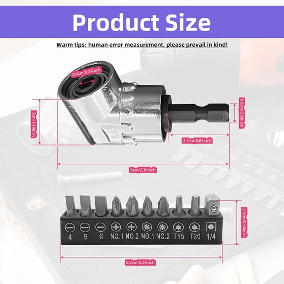 LABAKUI-14Pcs 105 Degree Right Angle Drill Screwdriver Bit Set