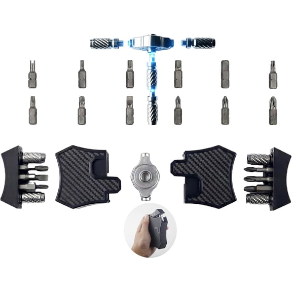 LABAKUI-17 in 1 Magnetic Ratchet Screwdriver Set,CRV Magnetic modular With T-Handle,Multi-Bit Set