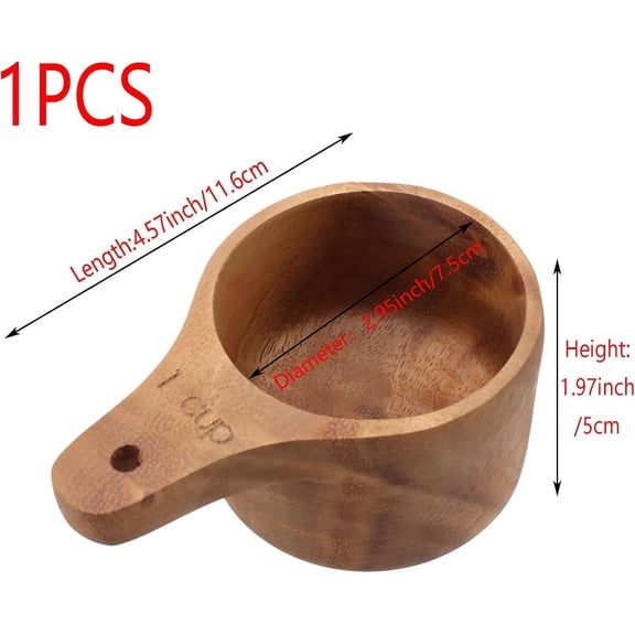 LABAKUI-1Pcs 1 Cup Wooden Measuring Cup
