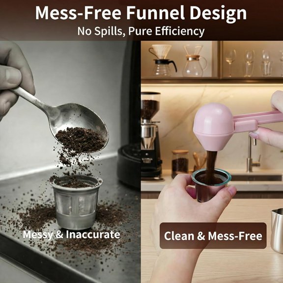 LABAKUI-2 Pcs Coffee Scoop with Funnel for Reusable K Cup, 2 TBSP Measuring Spoon