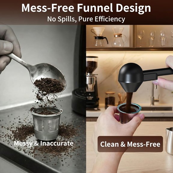 LABAKUI-2 Pcs Coffee Scoop with Funnel for Reusable K Cup, 2 TBSP Measuring Spoon