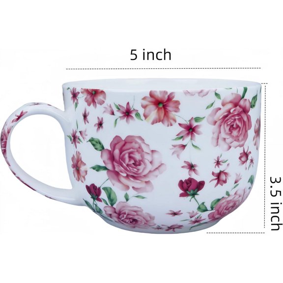 LABAKUI-25oz Oversized Bone China Soup Mugs with Handle,Bowl Cups for Daily Use