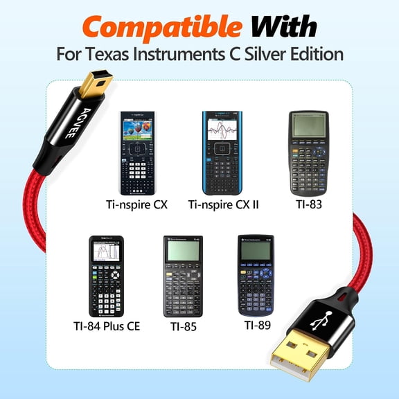LABAKUI-3.3ft TI-84 Plus CE Charger Data Cable, for TI84 Graphing Calculators