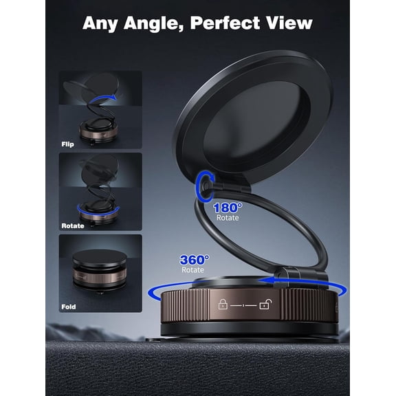 LABAKUI-360 Adjustable Vacuum Suction Magnetic Phone Holder for Car Mount