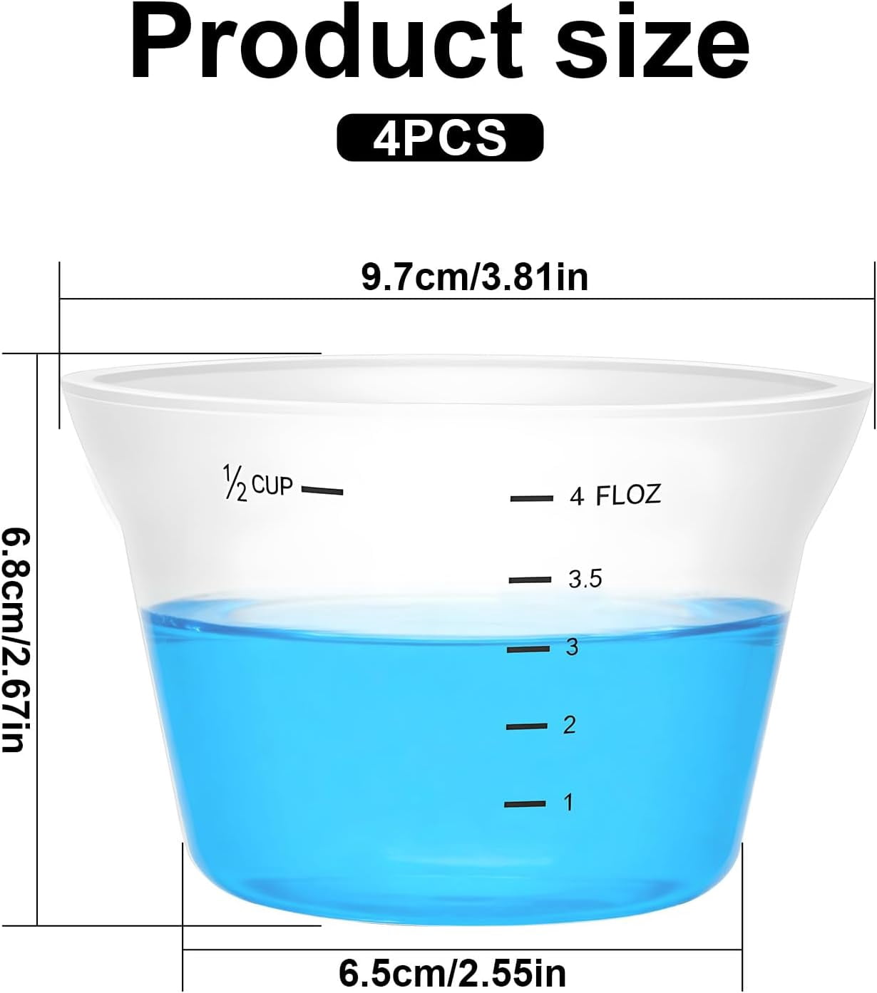 LABAKUI-4 Pcs Silicone Laundry Measuring Cup 125ml Reusable Liquid ...
