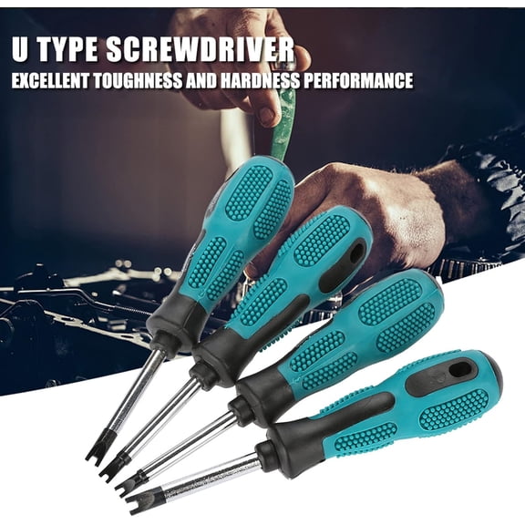 LABAKUI-4PCS U Fork Spanner Screwdriver, Magnetic CRV Spanner Bit Set, Doors Screwdriver Maintenance Extension, for Multifunctional Hand Tool Set