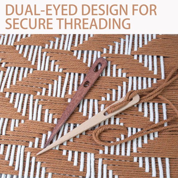 LABAKUI-4Pcs Multipurpose Large Two-Eyed Nalbinding Needle Tapestry Needle for Weaving, Knitting, and Crochet Handmade Binding Tool in Beech Wood