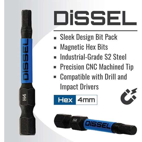 LABAKUI-4mm Hex Bit Set - Metric Magnetic 4 mm Allen Wrench, Durable S2 Steel Hex Driver for Bike, Furniture & RC Repairs (6pc). Impact Grade Allen Bits Designed for Precision and Durability.