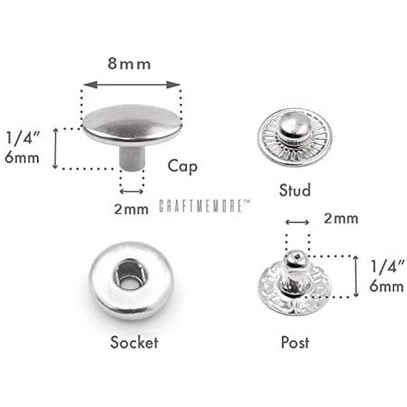 LABAKUI-50 Sets Antique Brass Snap Buttons S-Spring Socket Popper Fasteners for Jacket Bag Closures VT1 (8mm (0.31"))
