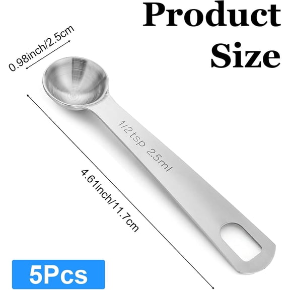 LABAKUI-5PCS 1/2 Teaspoon Measuring Spoon, 4.5 Inch 1/2 Teaspoon Scoop (2.5m)