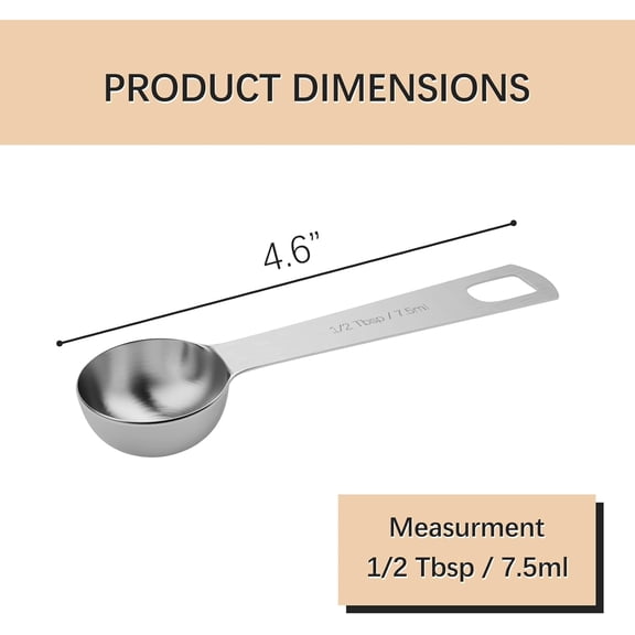 LABAKUI-5PCS 1/2Tbsp(1.5tsp, 7.5ml) Measuring Spoon, Stainless Steel Teaspoon