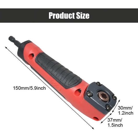 LABAKUI-90 Degree Drill Adapter, 1/4 Inch Right Angle Corner Device Screwdriver Socket Adapter Kit Drill Attachment with 10 Bit Sets and Holder for Drilling or Driving in Tight Spaces(COLOR:Black Red