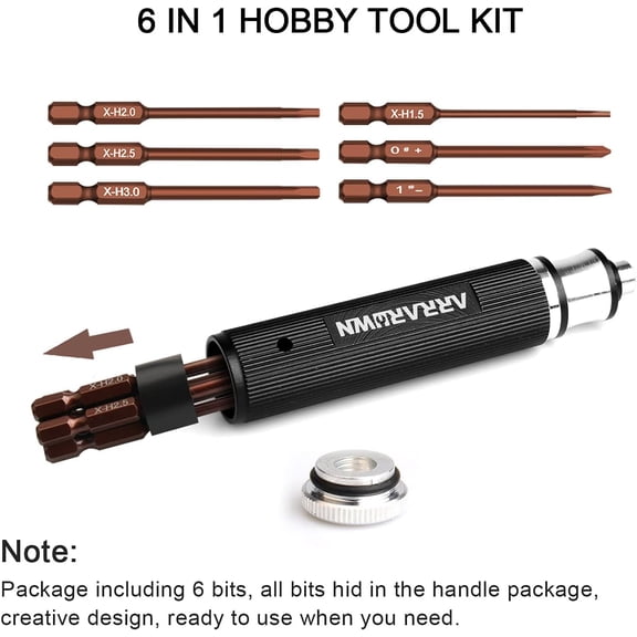 LABAKUI-9Pcs RC Car Tool Kit 6 in 1 Hex Screwdriver Set with Tray,Cross Wrench