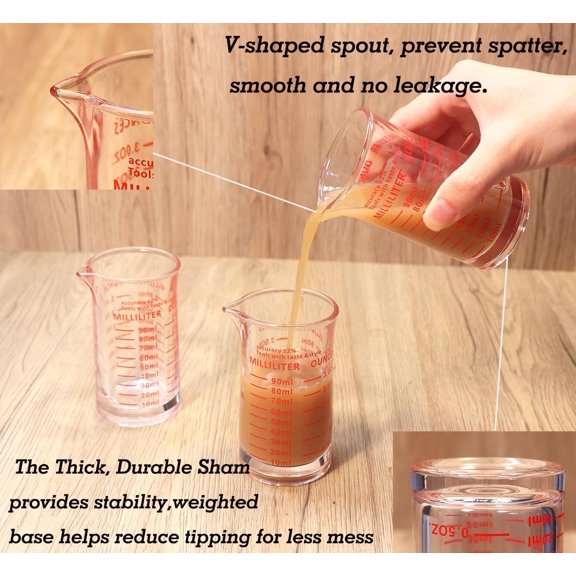 LABAKUI-Ackers 3oz/90ml Glass Measuring Cup Shot Glass with Double Scale-Ounce,Ml Markings for Kitchen & Bar(Pack of 2)