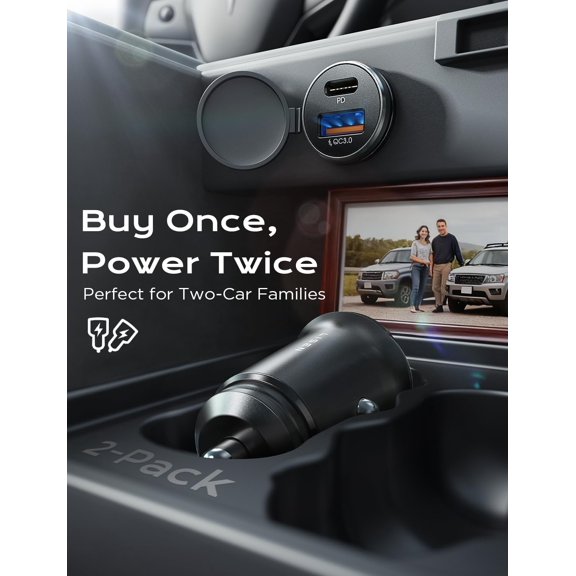 LABAKUI-Car Charger USB C, 69W Cigarette Lighter USB Charger Adapter, 2 Pack