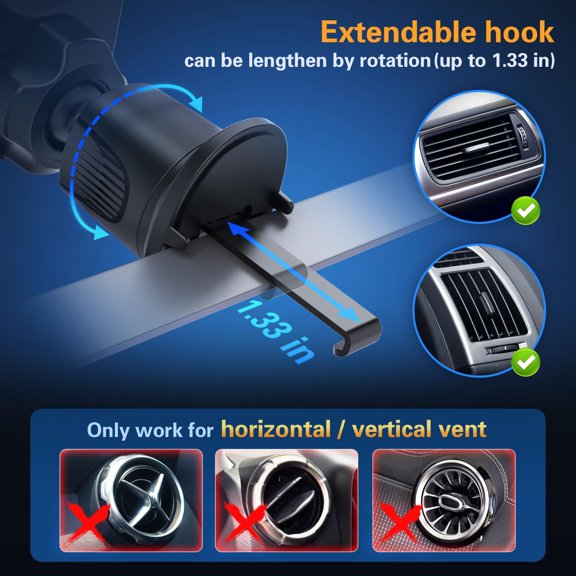 LABAKUI-Car Vent Phone Mount for Thick Socket Grip, Air Vent Clip Phone Holder Compatible with Magsafe Wallet Black & iPhone Samsung Card Holder, Cellphone Stand with Sticky Adhesive