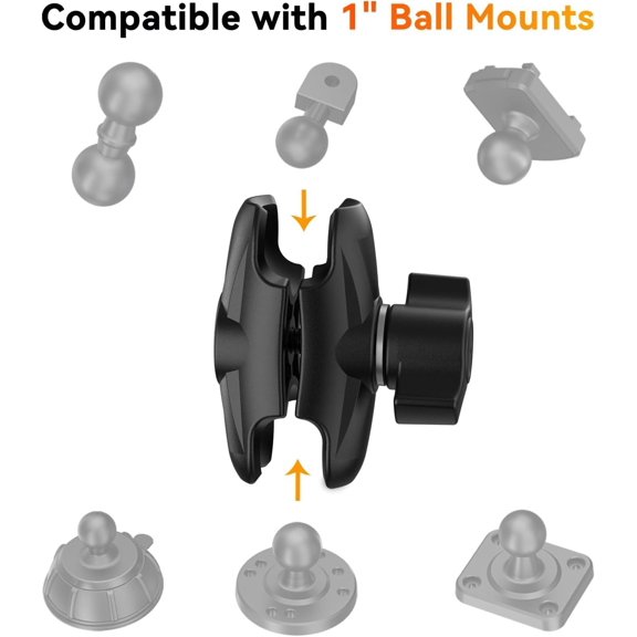 LABAKUI-Double Socket Arm-65 for RAM Mounts B Size 1" Ball Components, Durable Mounting Arm Extension Adapter for Car Dash, Truck, Boat Phone Holder and GPS