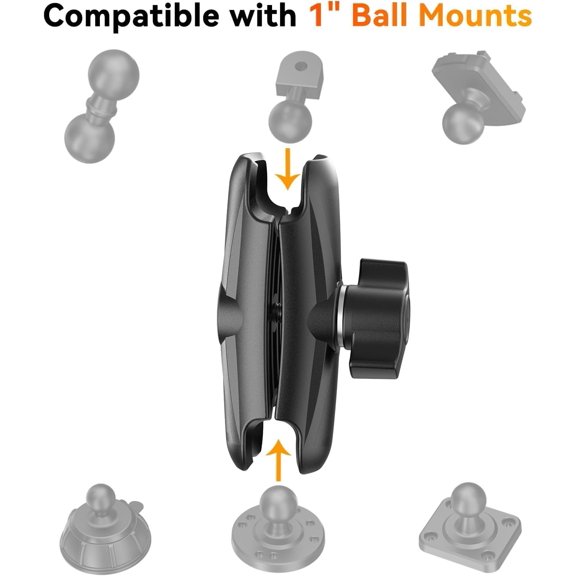 LABAKUI-Double Socket Arm-94 for RAM Mounts B Size 1" Ball Components, Durable Mounting Arm Extension Adapter for Car Dash, Truck, Boat Phone Holder and GPS
