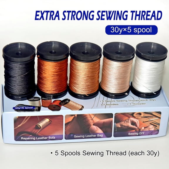 LABAKUI-Extra Strong Repair Upholstery Sewing Thread Kit Including 5 Rolls Nylon Thread