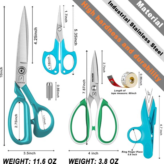 LABAKUI-Fabric Scissors Tailor Sewing Shears Threading Needle Tools Kit 10 Inch Heady Duty Scissors Set for Fabric Cutting Professional Extremely Sharp Cloth Scissor Multipurpose Dressmaker (Blue)