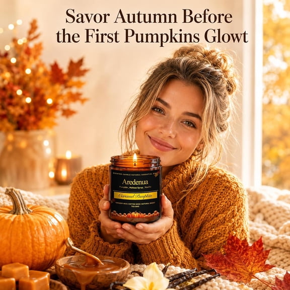 LABAKUI-Fall Candles, Caramel Cinnamon Scent, Cozy Autumn Season Gifts for Fall