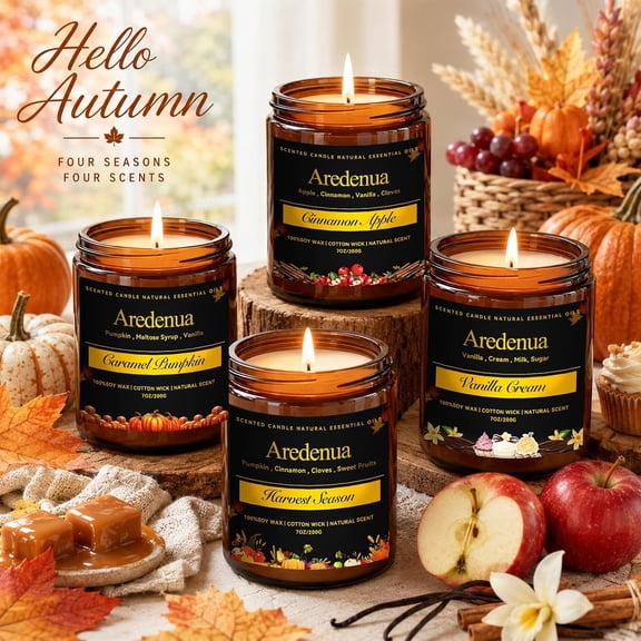 LABAKUI-Fall Candles, Pumpkin Pie Scent, Cozy Autumn Season Gifts for Fall