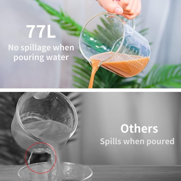 LABAKUI-Glass Measuring Cup, Clear Liquid Measuring Cup with V-Shaped Spout and Three Scales, High Borosilicate Glass Beaker with Handle for Kitchen or Restaurant, 700 ML (0.7 Liter, 2 3/4 Cup)