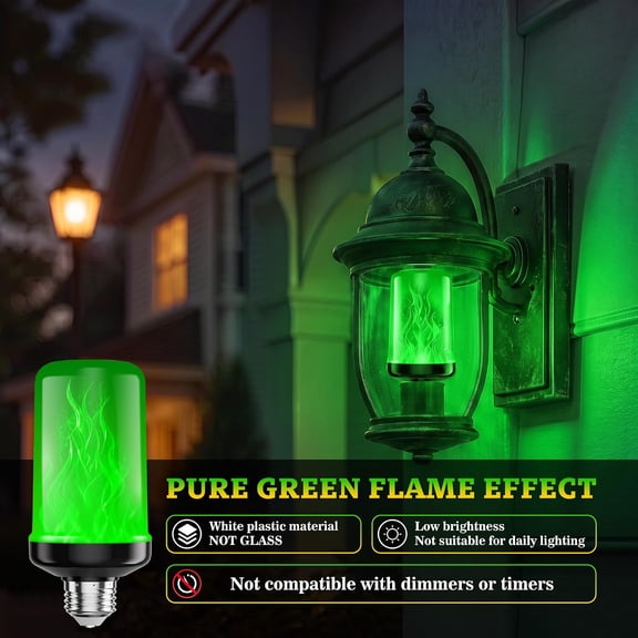 LABAKUI-Green LED Flame Light Bulbs Halloween, Flickering Fire Lights