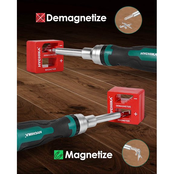 LABAKUI-HYCHIKA Ratcheting Screwdriver 16-in-1, Magnetic Ratchet Screwdriver Set, Screw Driver Multi Bit All in One with Phillips, Slotted, Torx, Square, Hex bit and Double End Nut Driver