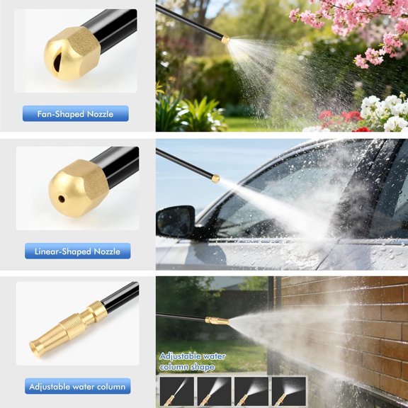 LABAKUI-High Pressure Hose Nozzle for Garden Hose, Hydro Jet High Pressure Power Washer Gun, Portable Hydrojet High Pressure Power Washer Water Gun with 3 Hose Nozzles for Cleaning Garden and Sidewal