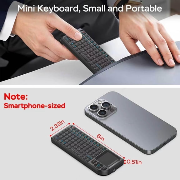 LABAKUI-K808 Mini Bluetooth Keyboard with Touchpad, 7-Color Backlit