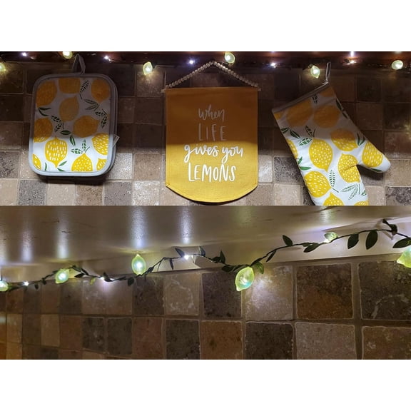 LABAKUI-Lemon Decor String Lights Battery Operated Light String 10FT 30LEDs Lemon String Lights Leaves Fairy Lights for Bedroom Garden, Party, Wedding, Bistro, Waterproof Fairy Lights, (8mode)