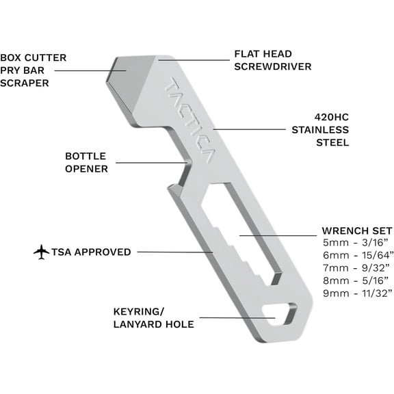 LABAKUI-M.005 Micro Tool, 6-in-1 Stainless Steel EDC Pry Bar Multitool