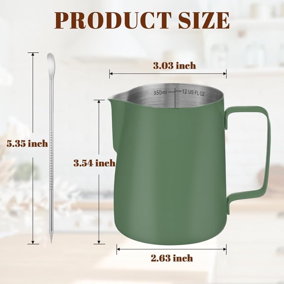 LABAKUI-Milk Frothing Pitcher 12oz Frother Cup Barista Tools, Green