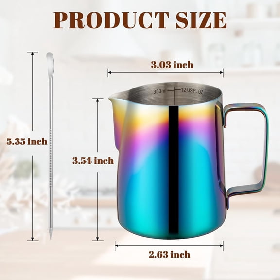 LABAKUI-Milk Frothing Pitcher 12oz Frother Cup Barista Tools, Multicolor
