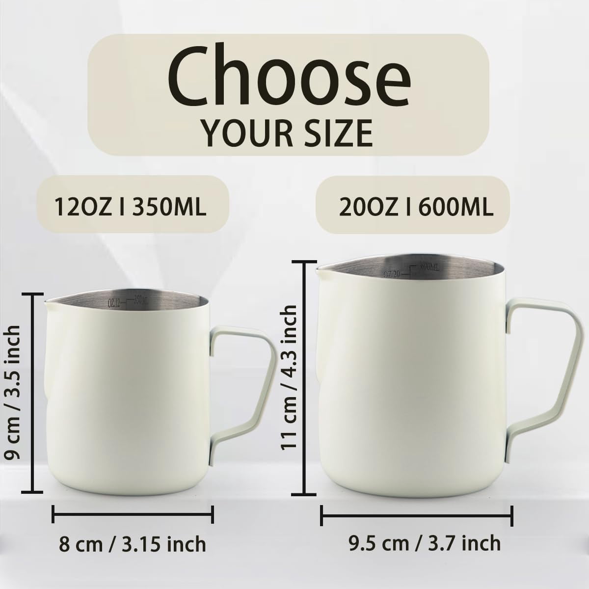 LABAKUI-Milk Frothing Pitcher 20oz/600ml Stainless Steel Steaming Cup ...