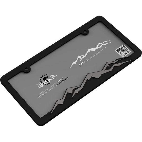 LABAKUI-Mountain License Plate Frame Bracket (Chrome on Black)