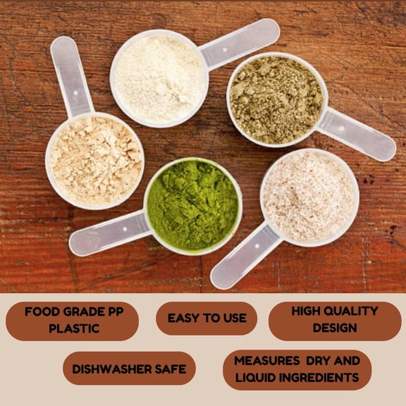 LABAKUI-Plastic Measuring Scoop, (9 cc | 2 TSP | 9 mL) Long Handle Spoons for Powders, Granules, Coffee, Pet Food, Baking Supplies, Protein and Other Dry Goods, BPA Free (Set of 10)